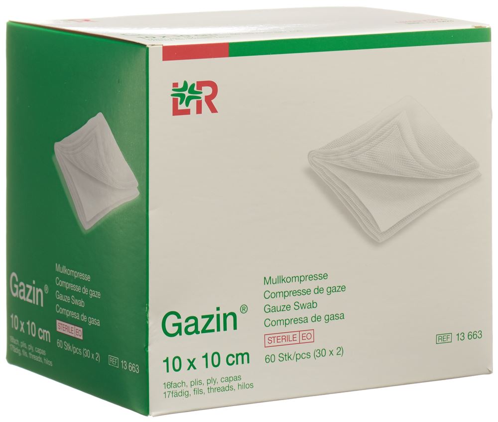 GAZIN Mullkompressen 10x10cm 16-fach steril 2 Stk