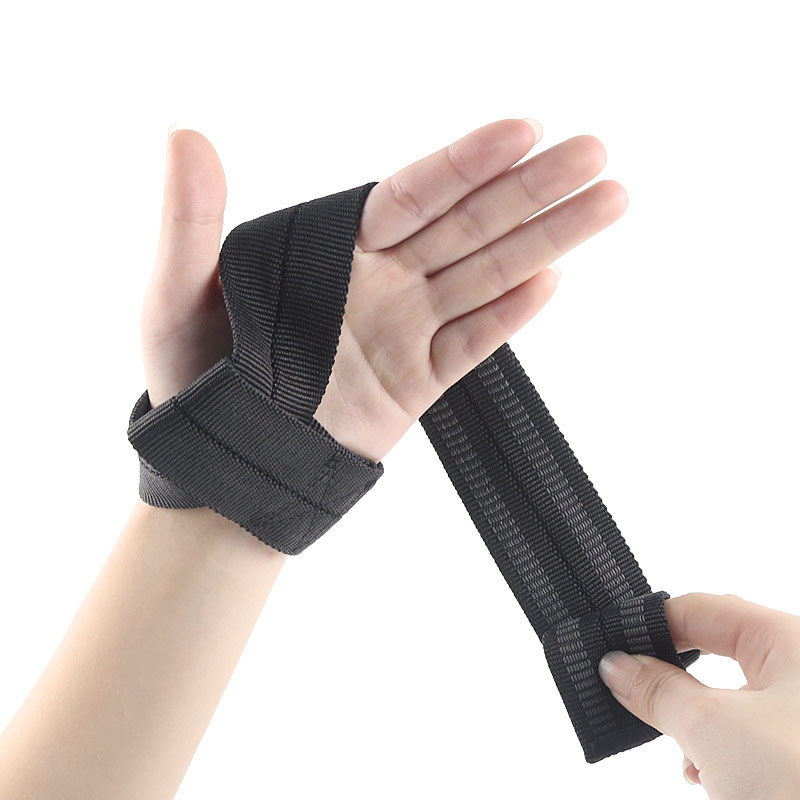 (1 Paar) 60x4cm Zughilfe Bandage für Krafttraining / Kreuzheben / Bodybuilding / Fitness - Schwarz
