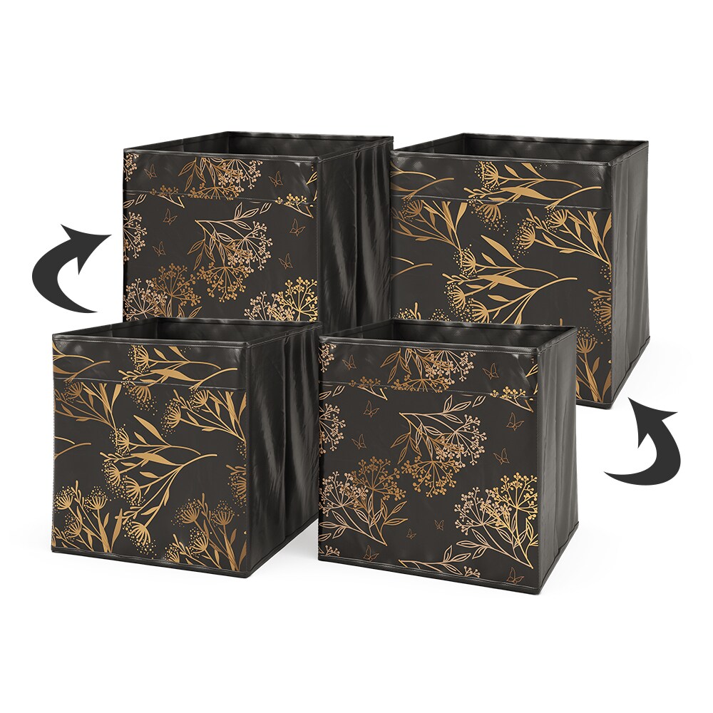 Vicco Faltbox Aufbewahrungsbox Regalbox Schwarz Gold Floral 1 Hartkarton Ablage