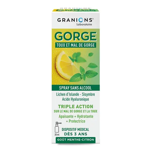 GRANIONS - Spray para Garganta - Spray para Tosse e Dor de Garganta - Hortelã-Limão - 20 mL