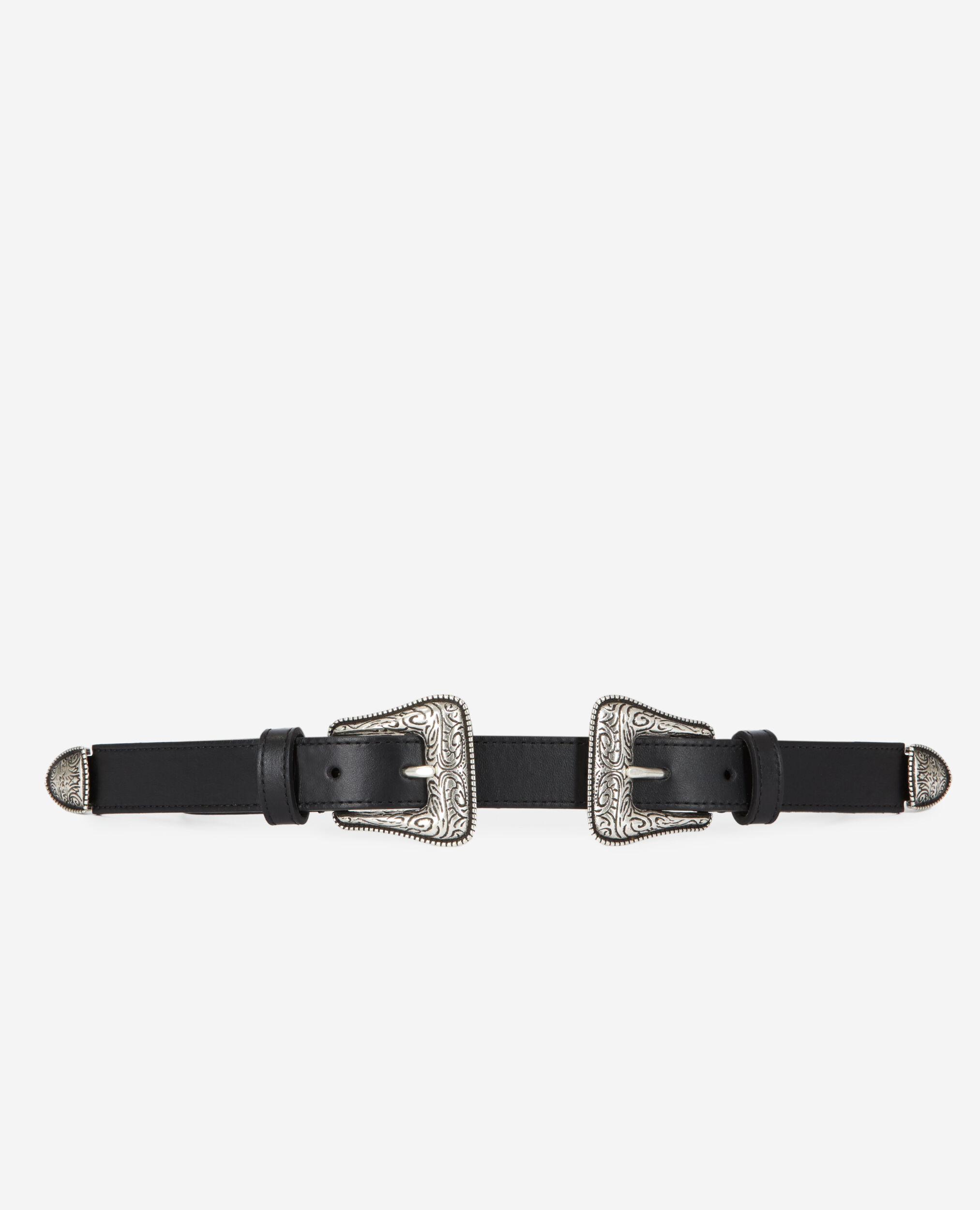 Ceinture double boucle western noire