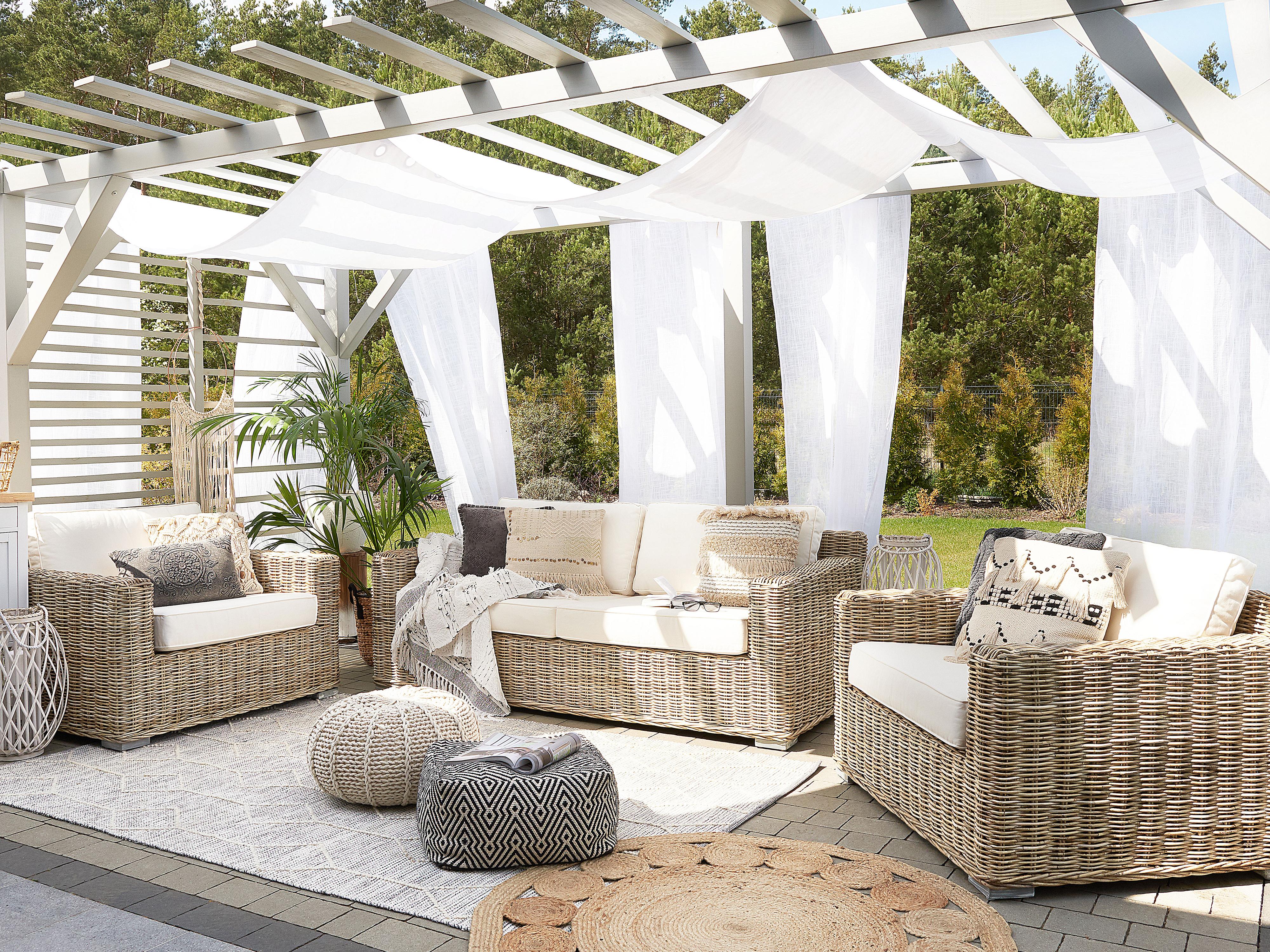 Tuin bankenset 4-zits ARDEA Rotan Lichtbruin