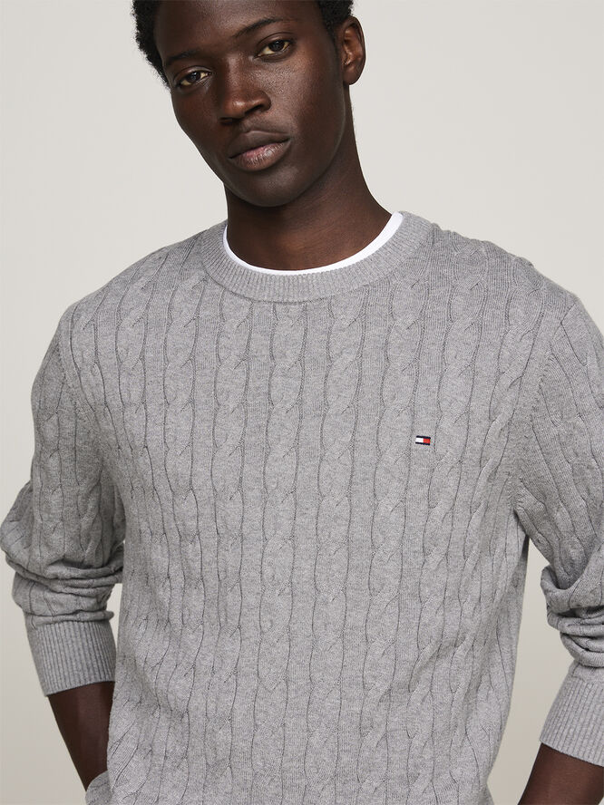 Tommy Hilfiger CLASSIC COTTON CABLE CREW NECK Medium grey heather