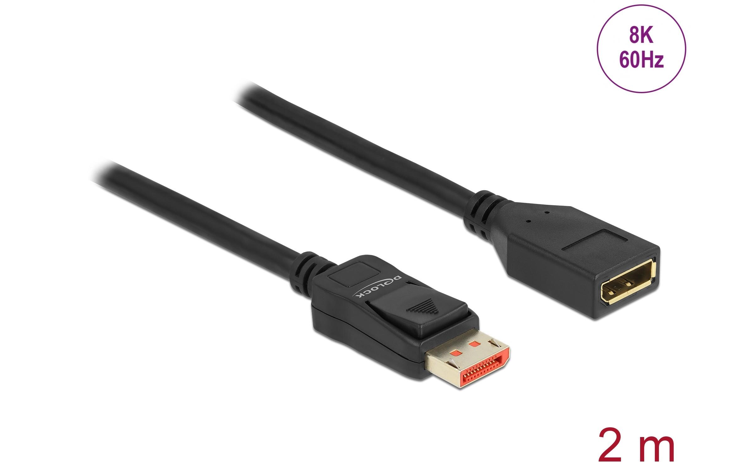 Verlängerungskabel DisplayPort - DisplayPort, 2 mDisplayPort Verlängerungskabel 8K 60 Hz 2 m