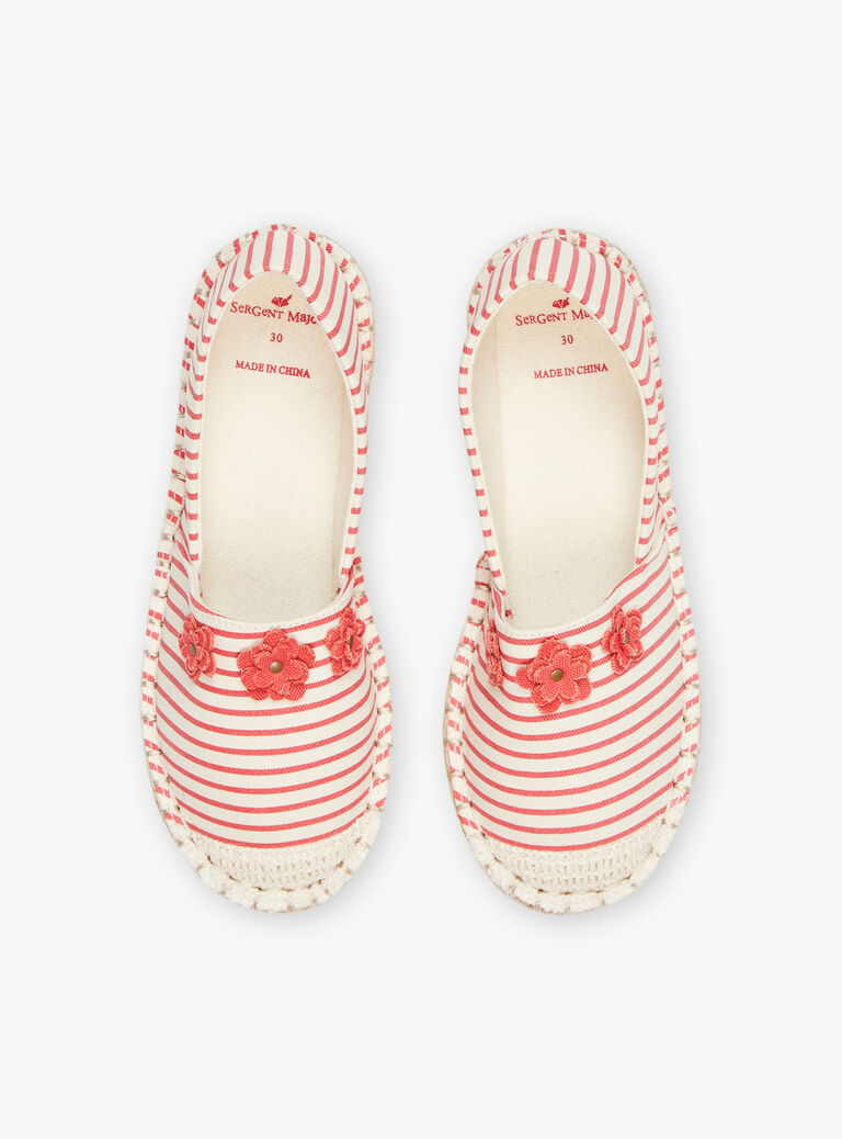 Espadrilles écrues et rouges à imprimé à rayures