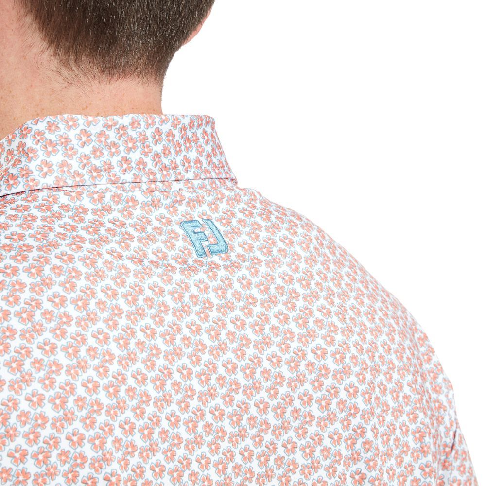 Floral Sketch Print Pique Herre Oransje/Hvit