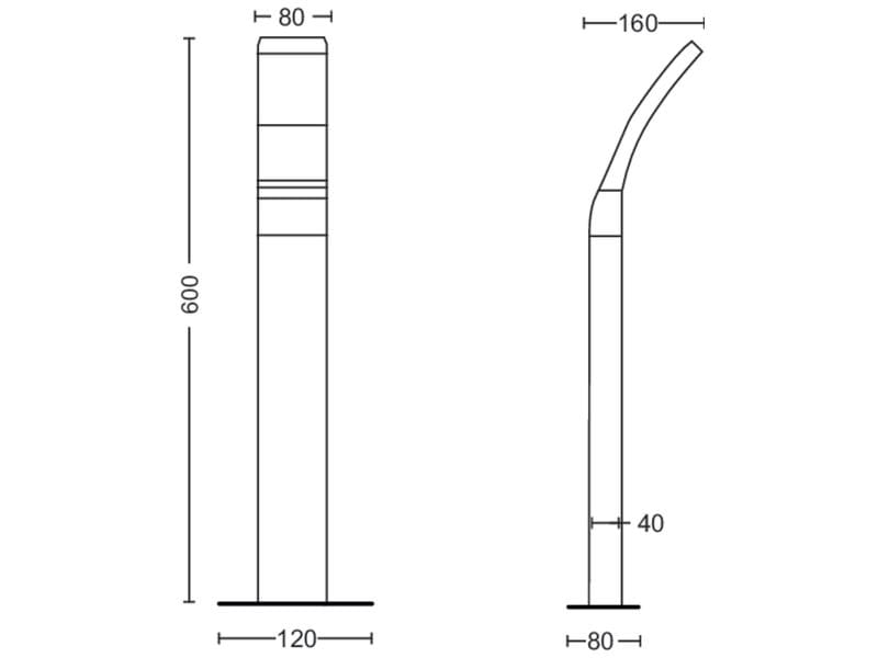 Philips Sockelleuchte Splay, 12 W, 1100 lm, 2700 K, 60 cm, Aussensockelleuchte für den Garten