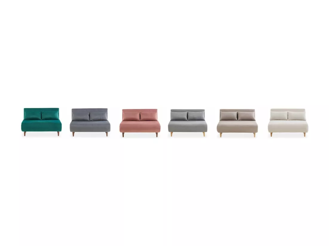 Canapé convertible 2 places gris foncé - Guesta - pieds bois. banquette. dossier inclinable