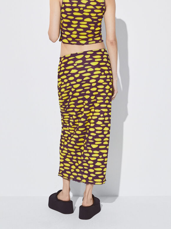 Saia midi estampada - Multicolorida