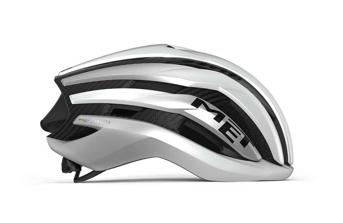 MET Trenta 3K Carbon MIPS Race Fietshelm Wit/Zilver/Metallic