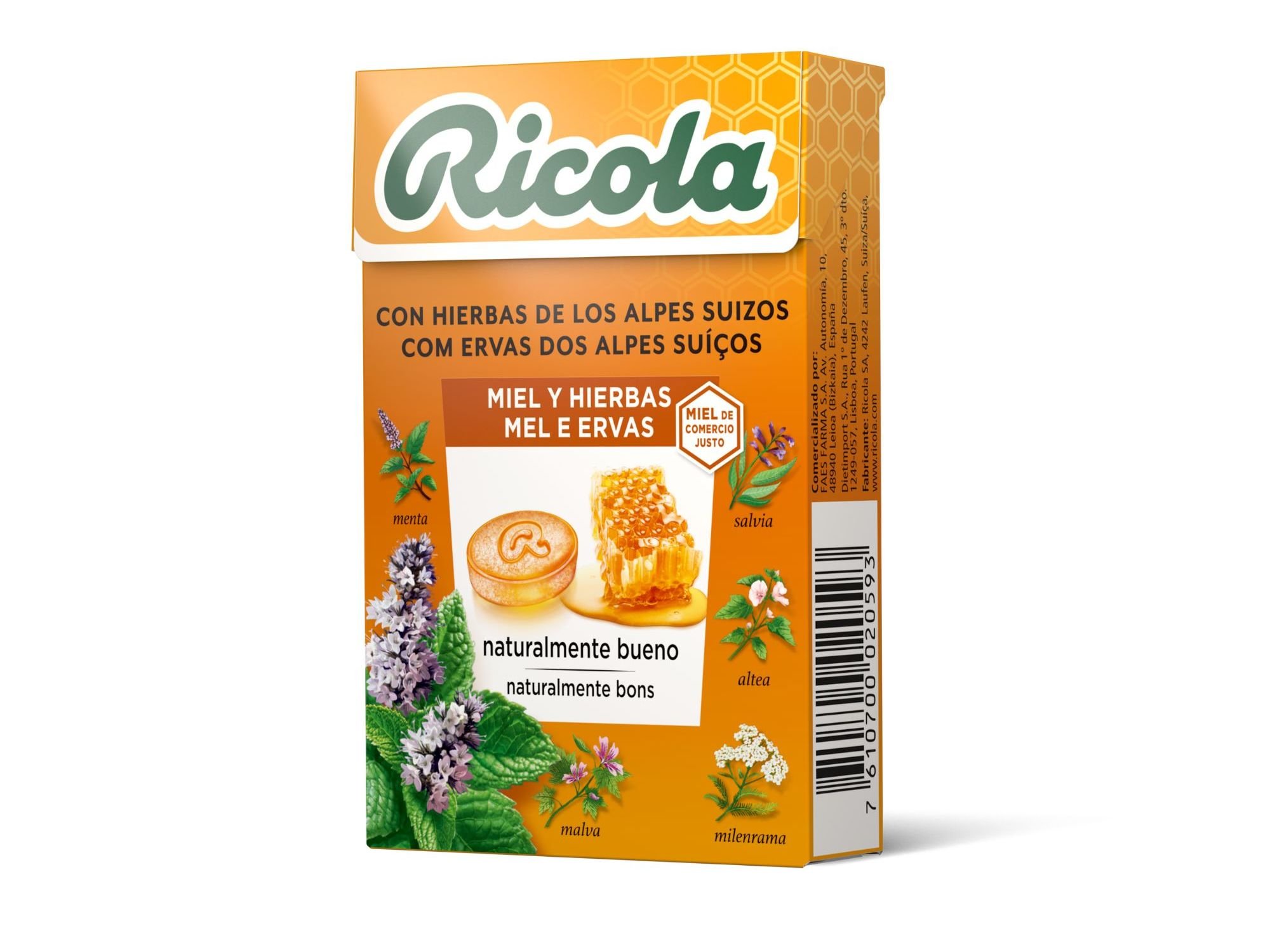REBUÇADOS SEM AÇUCAR RICOLA MEL ER SUIÇAS 50G
