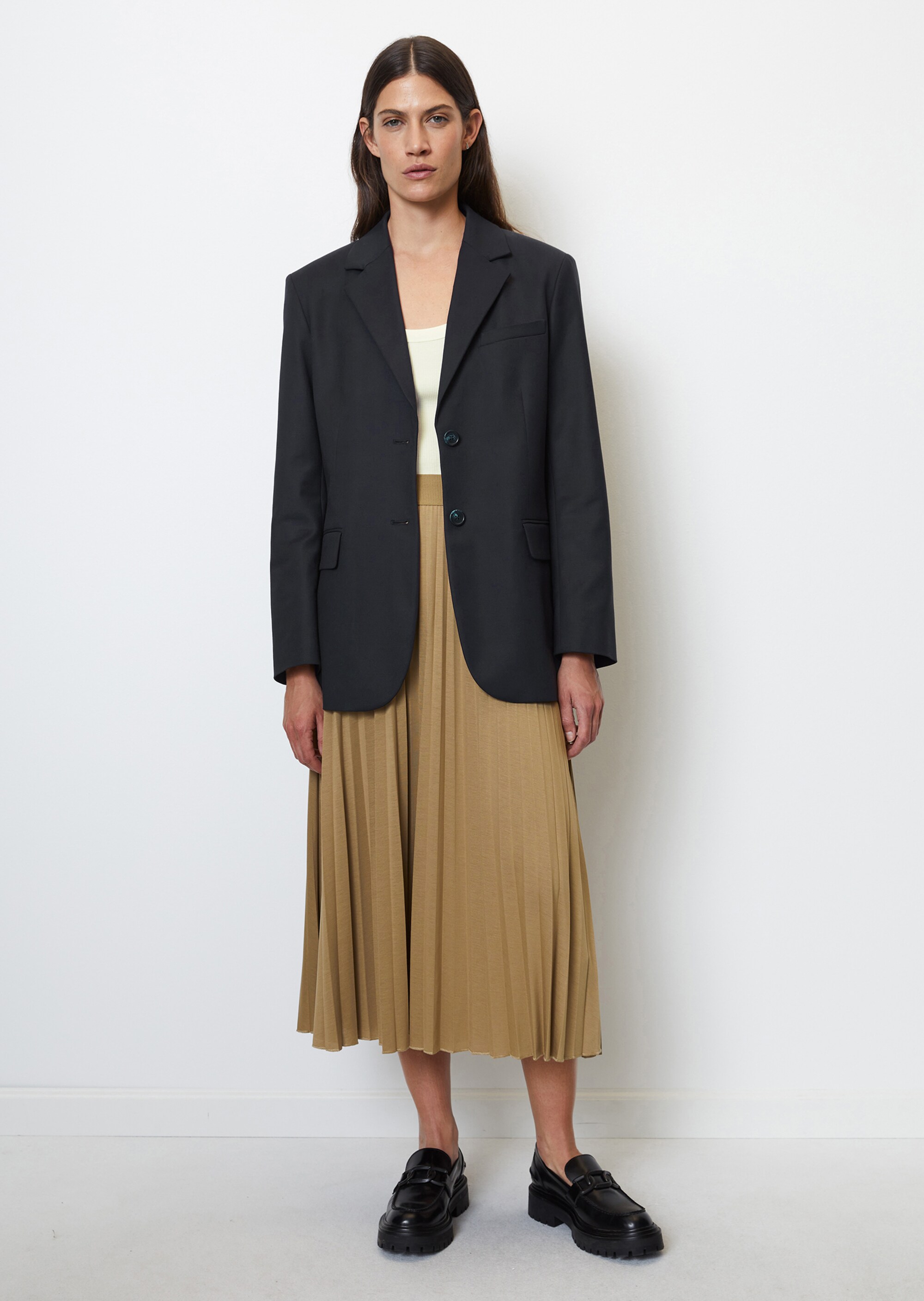Oversize-Blazer mit Rückenschlitz aus Organic-Cotton-Viskose-Stretch