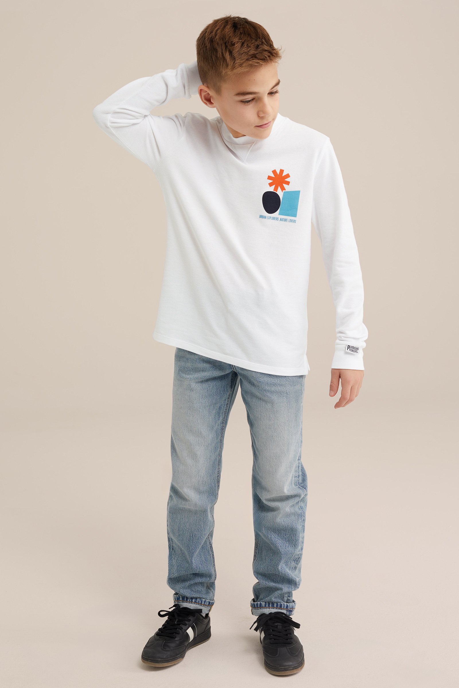 Jongens T-shirt met structuur WE Fashion Wit