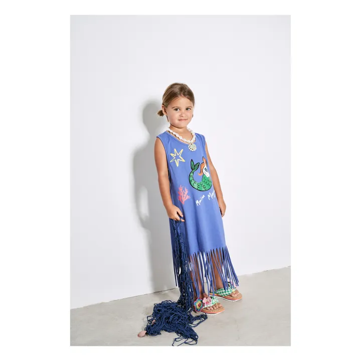 Maison Mangostan Robe à Franges Mermaid Coton Bio | Bleu