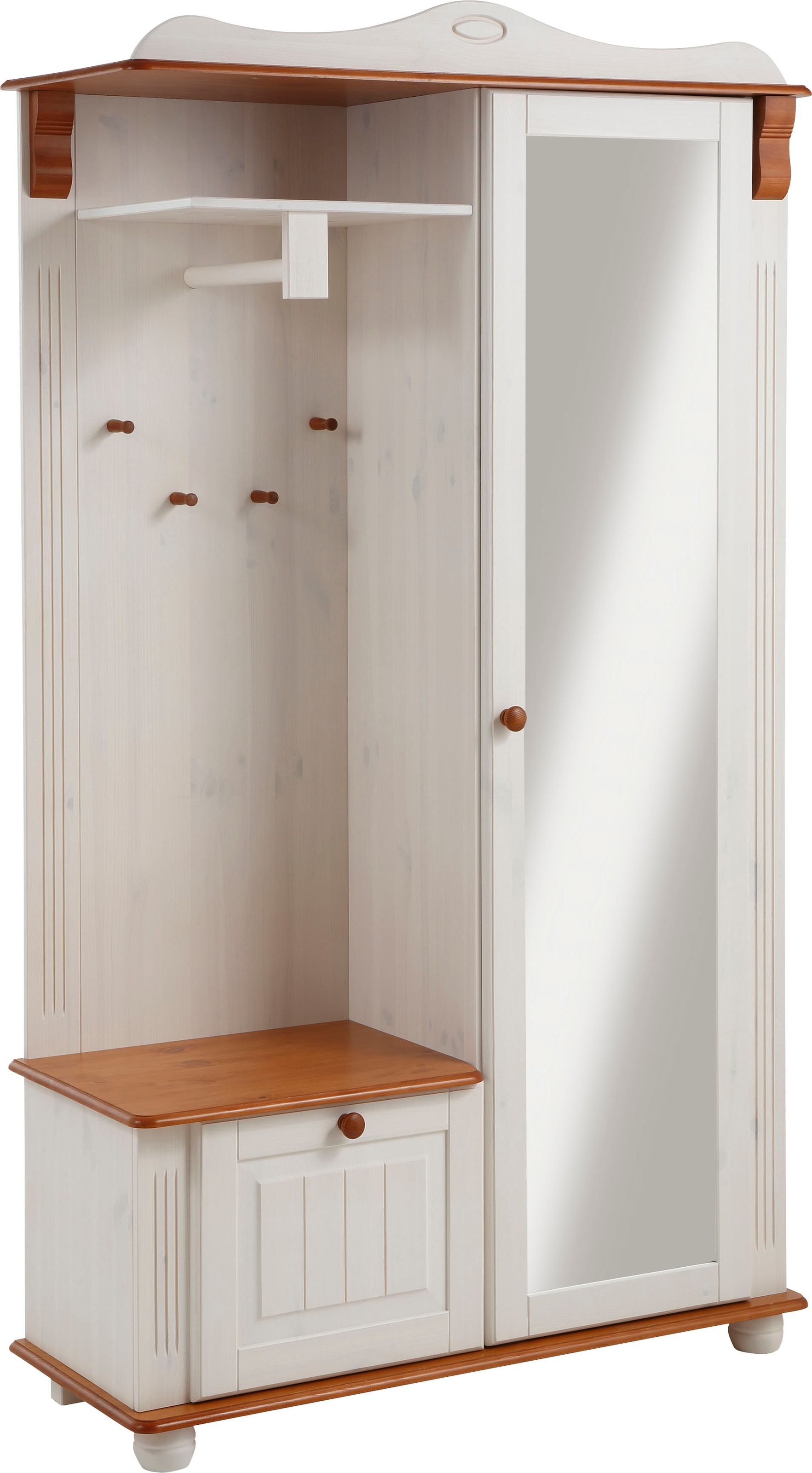 Home affaire Kompaktgarderobe »Adele« Breite 108 cm, mit Spiegeltür, aus massiver Kiefer, FSC®