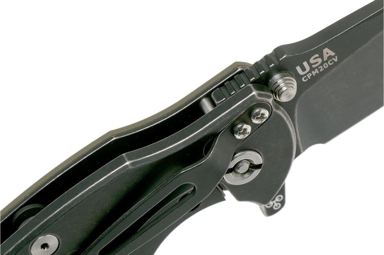Rick Hinderer Jurassic Slicer Battle Black, OD Green G10 CPM 20CV zakmes