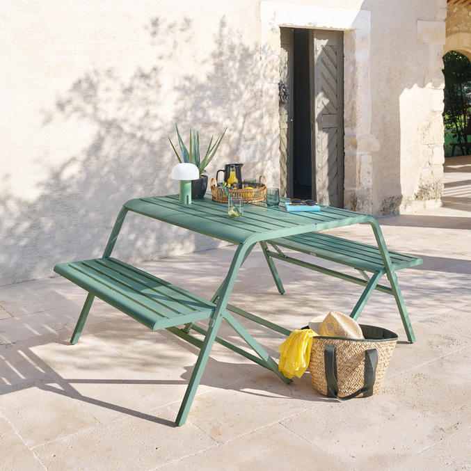 Table de pique-nique pliante pour balcon DRILIA Vert olive