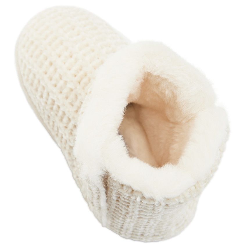 Chaussons bottes en tricot avec décos glitter pour fille - Blanc