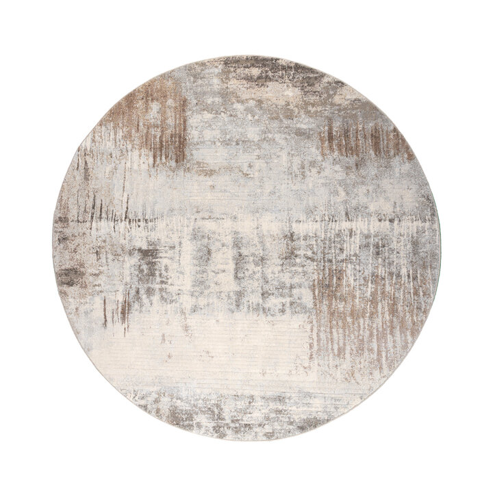 Rond abstract vloerkleed - Xavier Scratch Taupe/Grijs