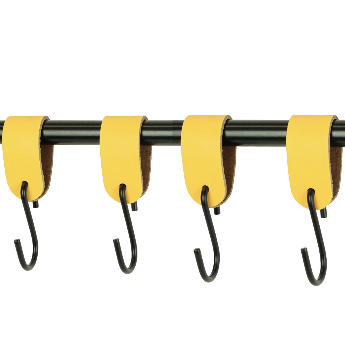 Leren S-haak hangers (set van 4) Geel
