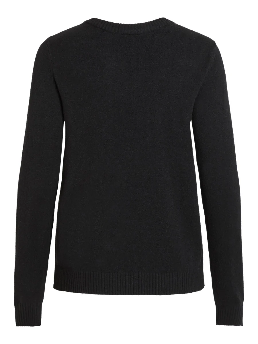 Vila  Viril O-Neck L/S striktrøje - sort