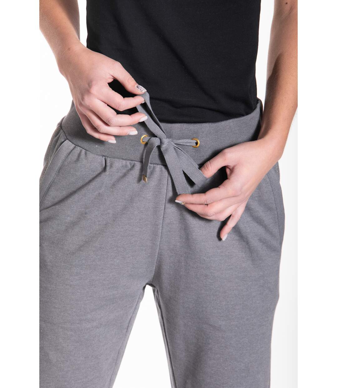 Pantalon jogg à coutures en fil lurex ZEVELYN NOIR