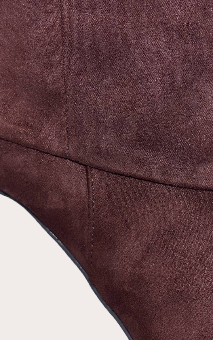 Chocolat Bottes Hautes À Talon En Synthétique À Bout Pointu Avec Revers
