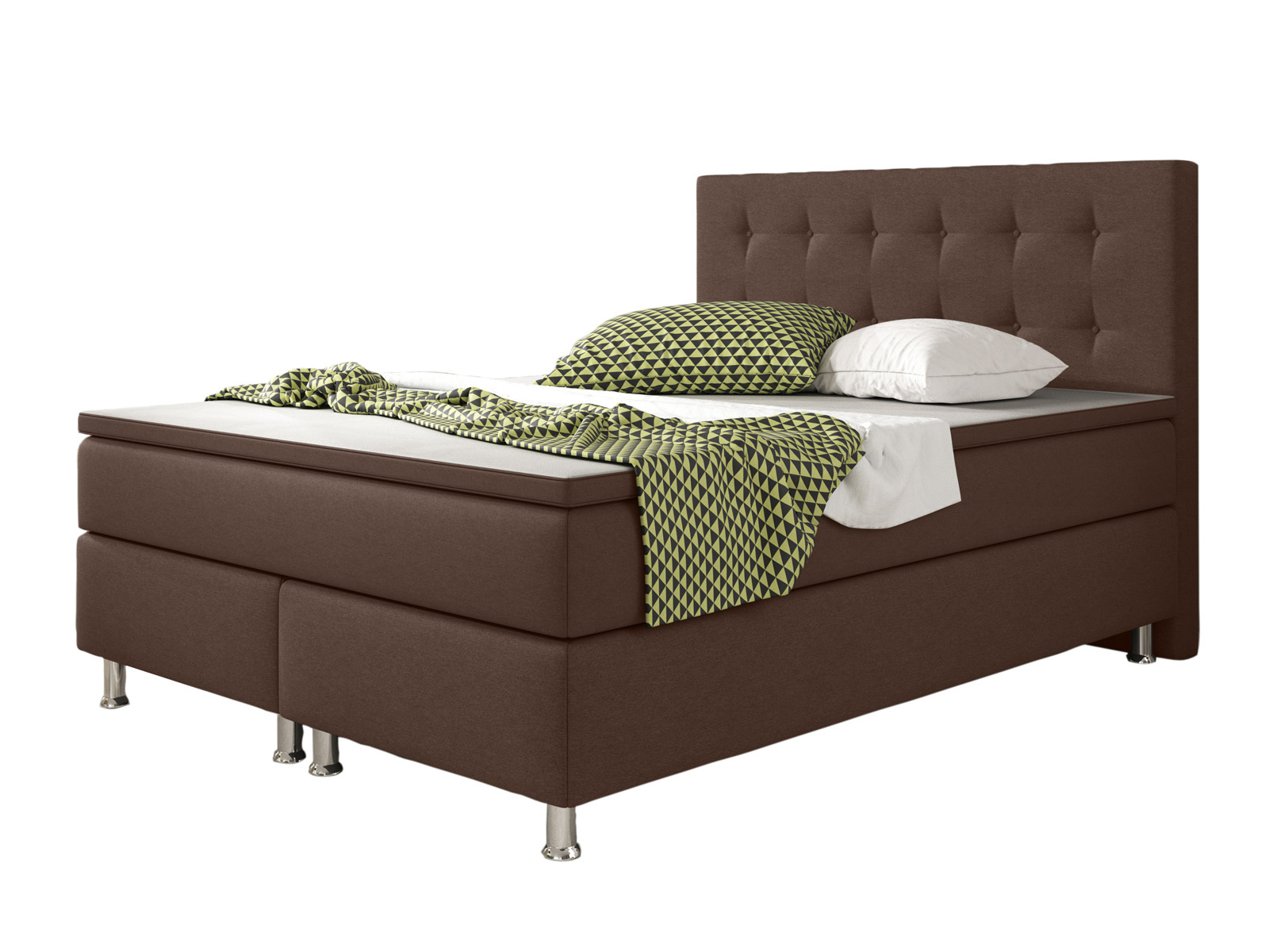 Boxspringbett - braun - mit Topper - H3 - 140x200 cm