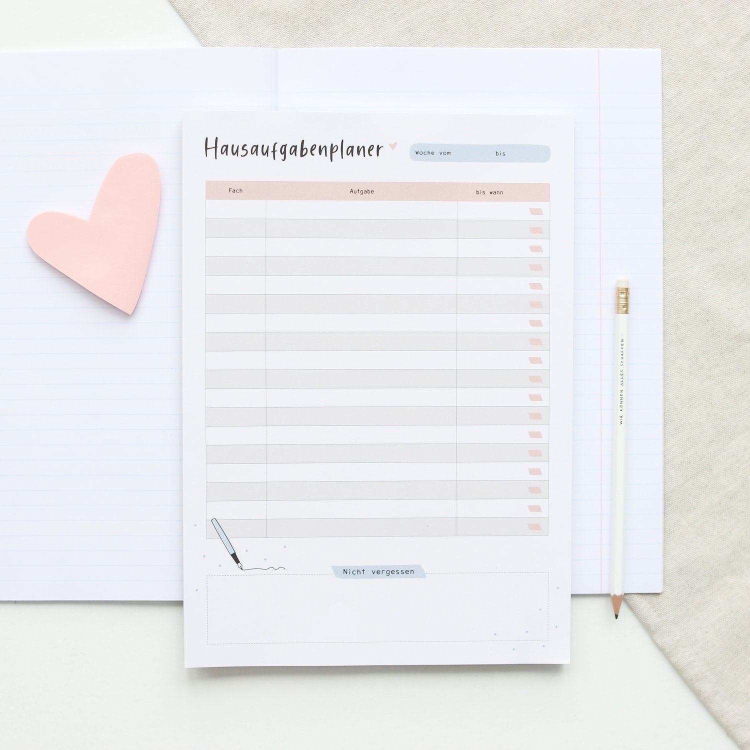 Notizblock A4 „Hausaufgabenplaner