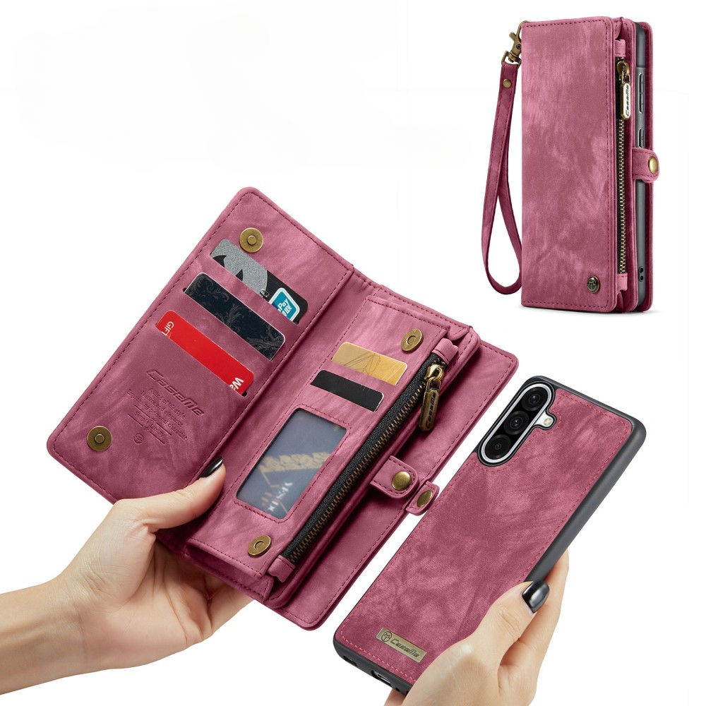Samsung Galaxy A56 2in1 Leder Tasche   Magnet Hardcase Karten Etui - Rot