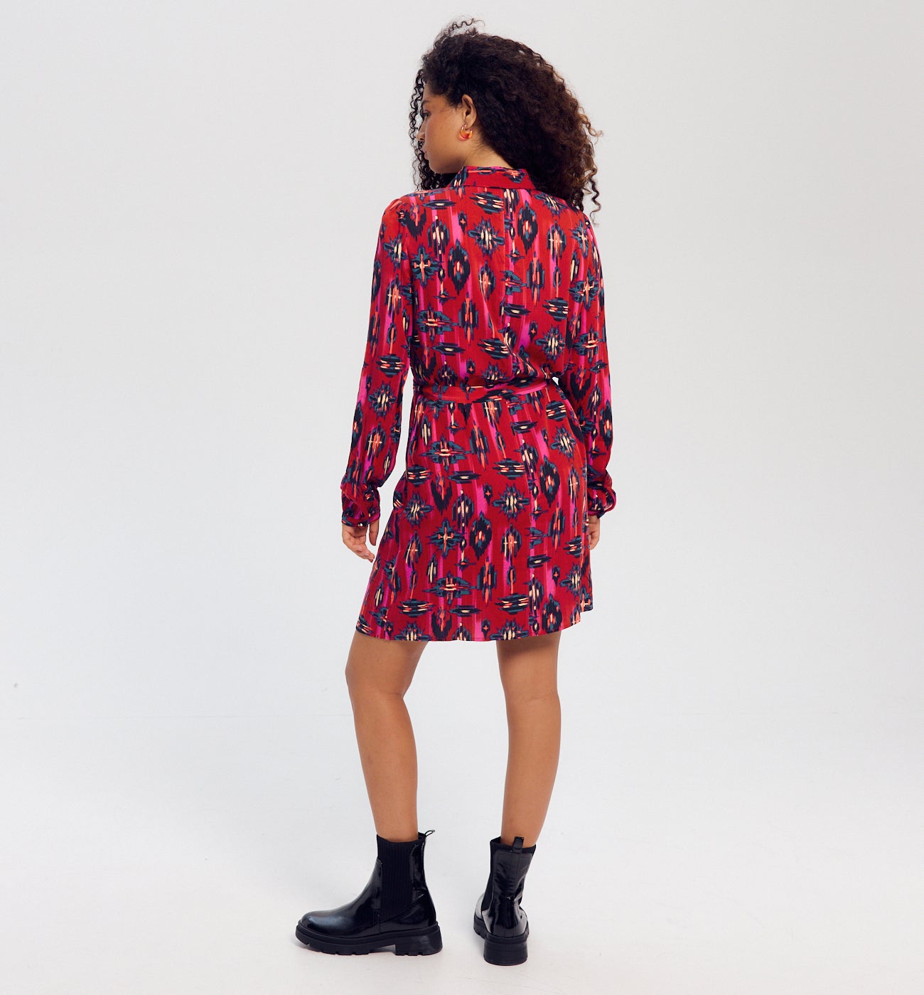 Robe-chemise courte Femme - Imprimé framboise