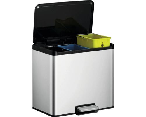 EKO Essential pedaalemmer, 3 compartimenten (3 x 9 liter), zilver
