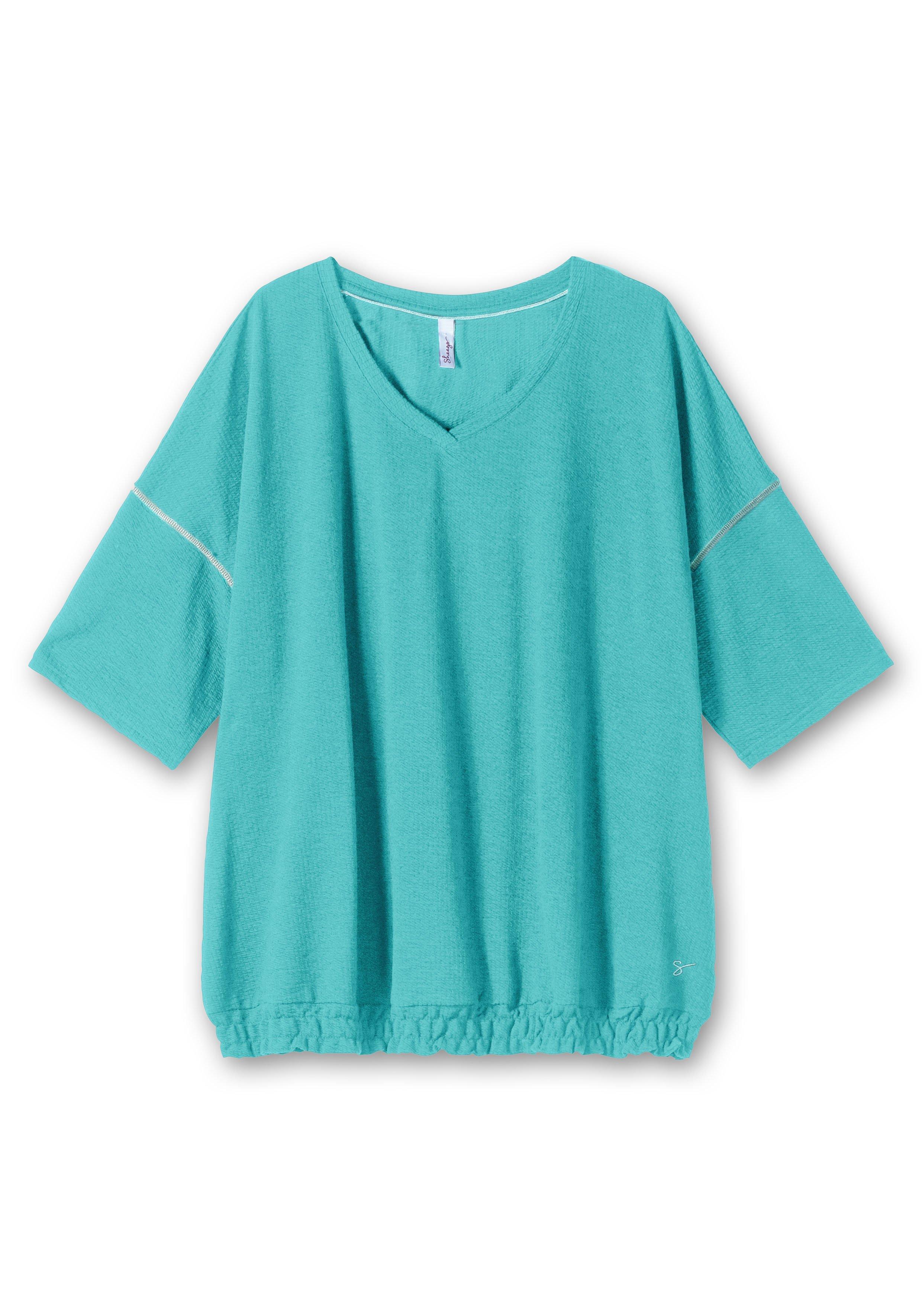 Shirt mit Ziernaht an den Ärmeln und Smokbund