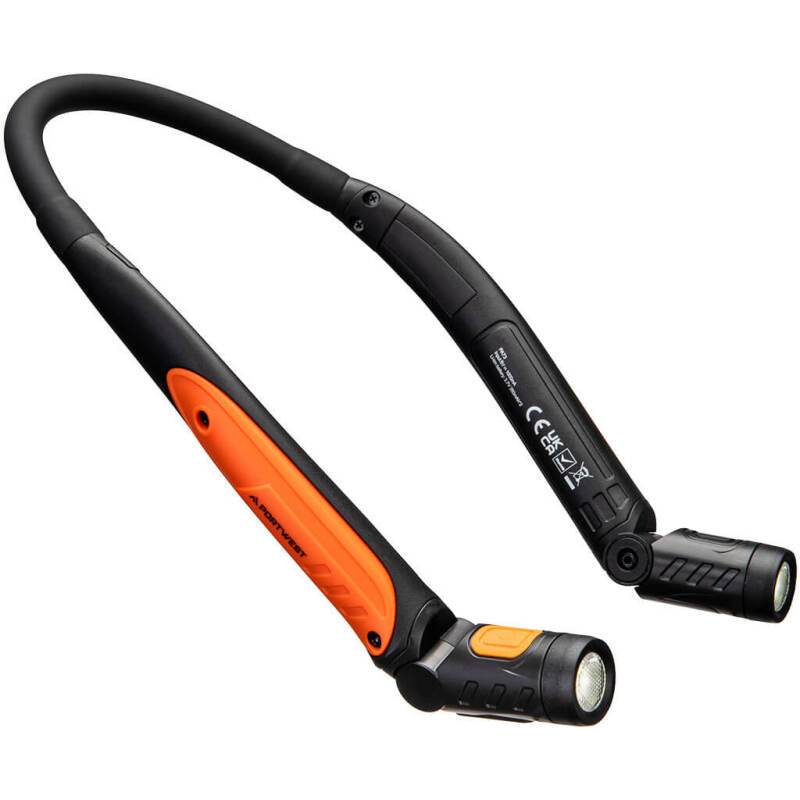 Portwest PA73 Lampe collier rechargeable par USB Noir/Orange
