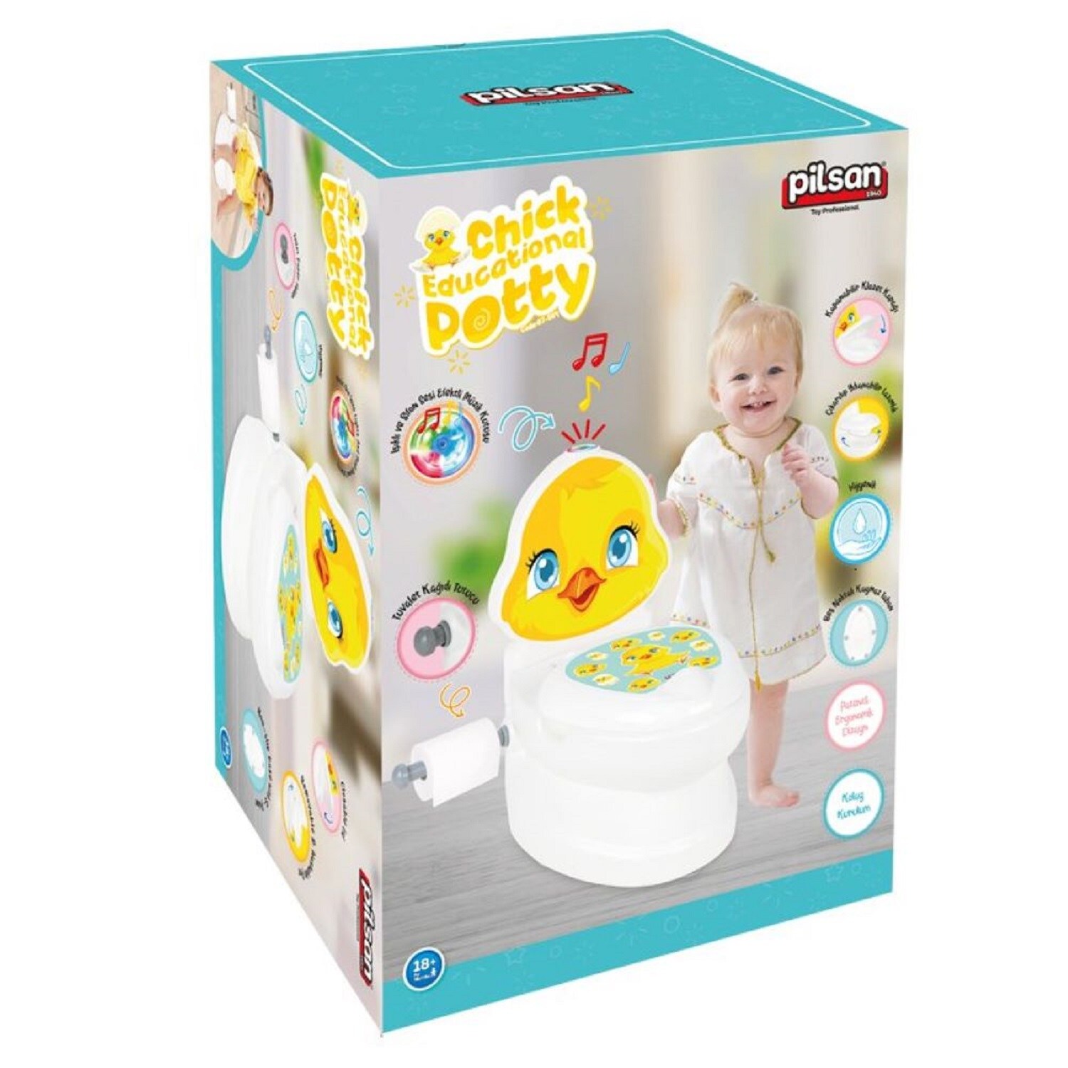 Pilsan Töpfchen Küken 07564 Toilettenpapierhalter, Musik, Licht, Behälter gelb