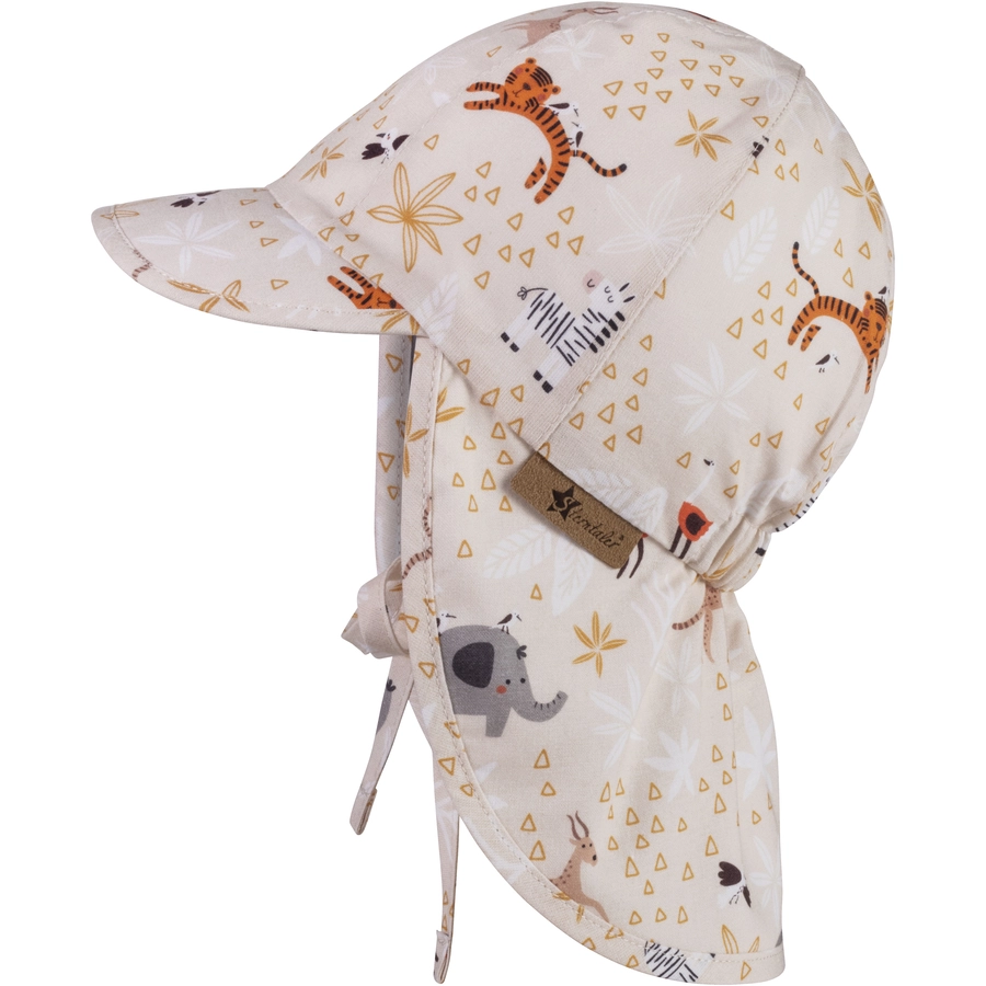 Sterntaler Schirmmütze mit Nackenschutz Zootiere beige