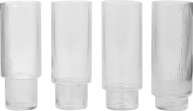 ferm LIVING Ripple drinksglas 4 stk. Clear
