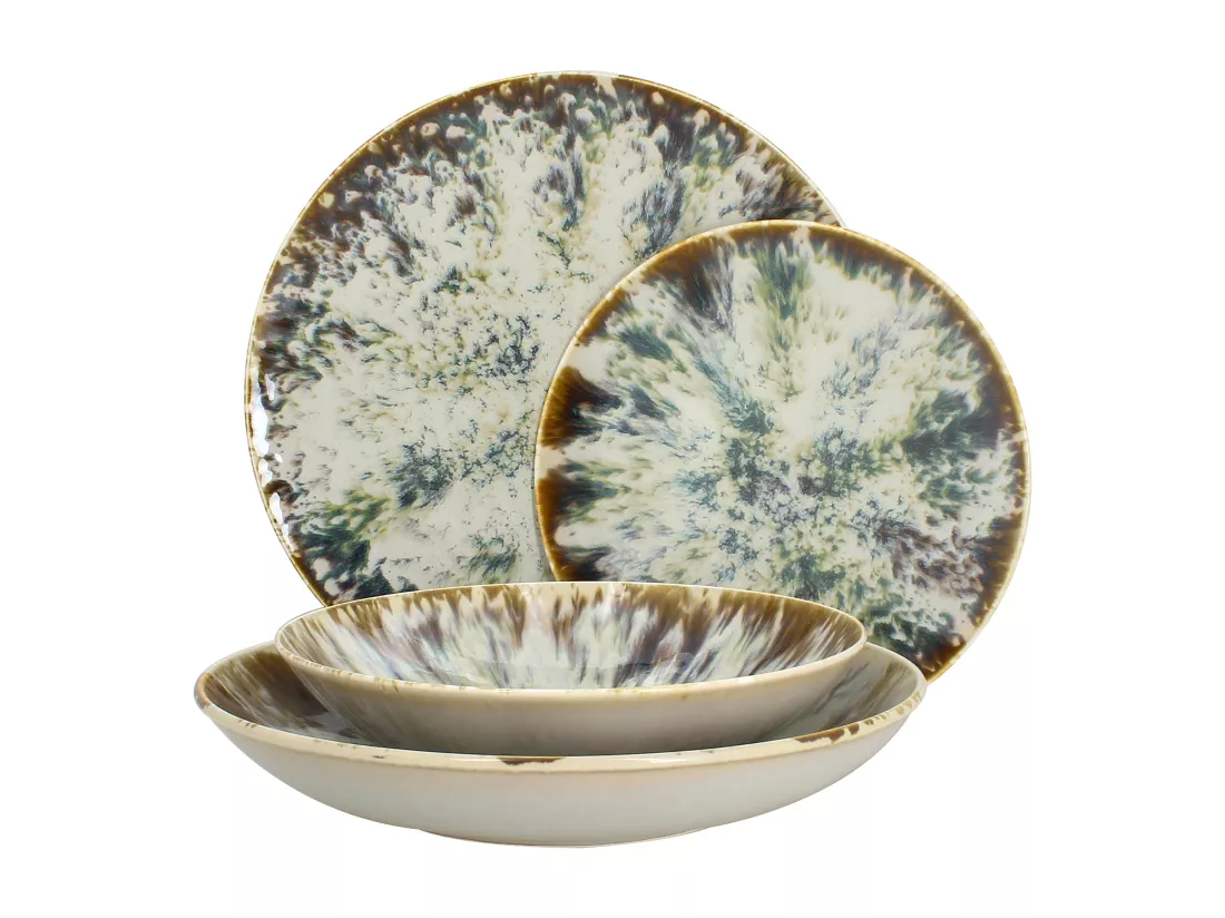 Novastyl - Lot 6 Assiettes Grande Calotte Maka Porcelaine 26cm