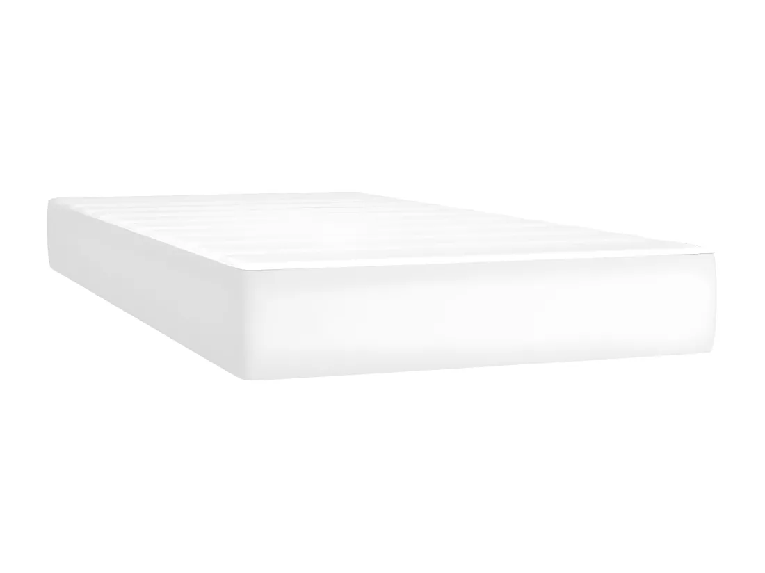 Sommier tapissier et matelas et LED Blanc 100x200 cm Similicuir