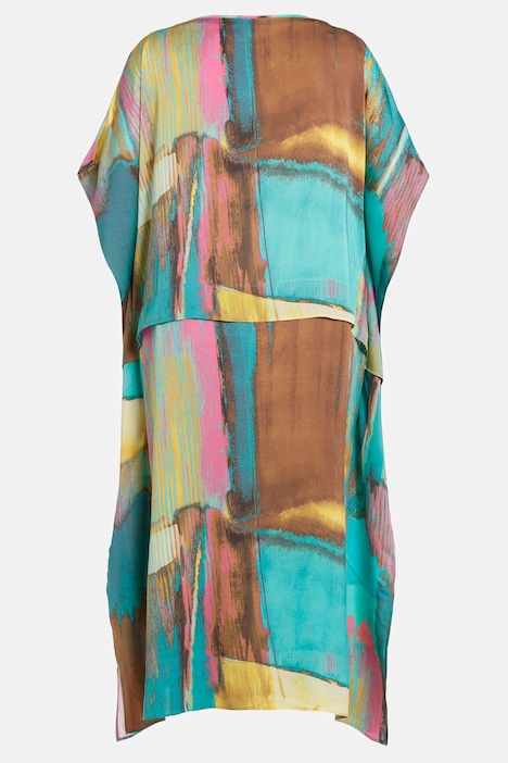 Midikleid, Artwork, Oversized, V-Ausschnitt, Halbarm