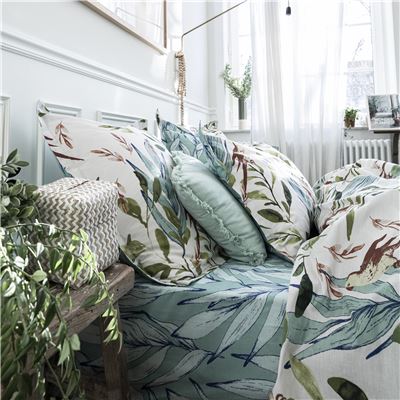 Linge de lit oiseaux et feuillage - BECQUET CRÉATION