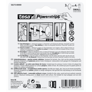 Powerstrips zelfklevende haken small ovaal - draagkracht tot 1 kg - 3 stuks