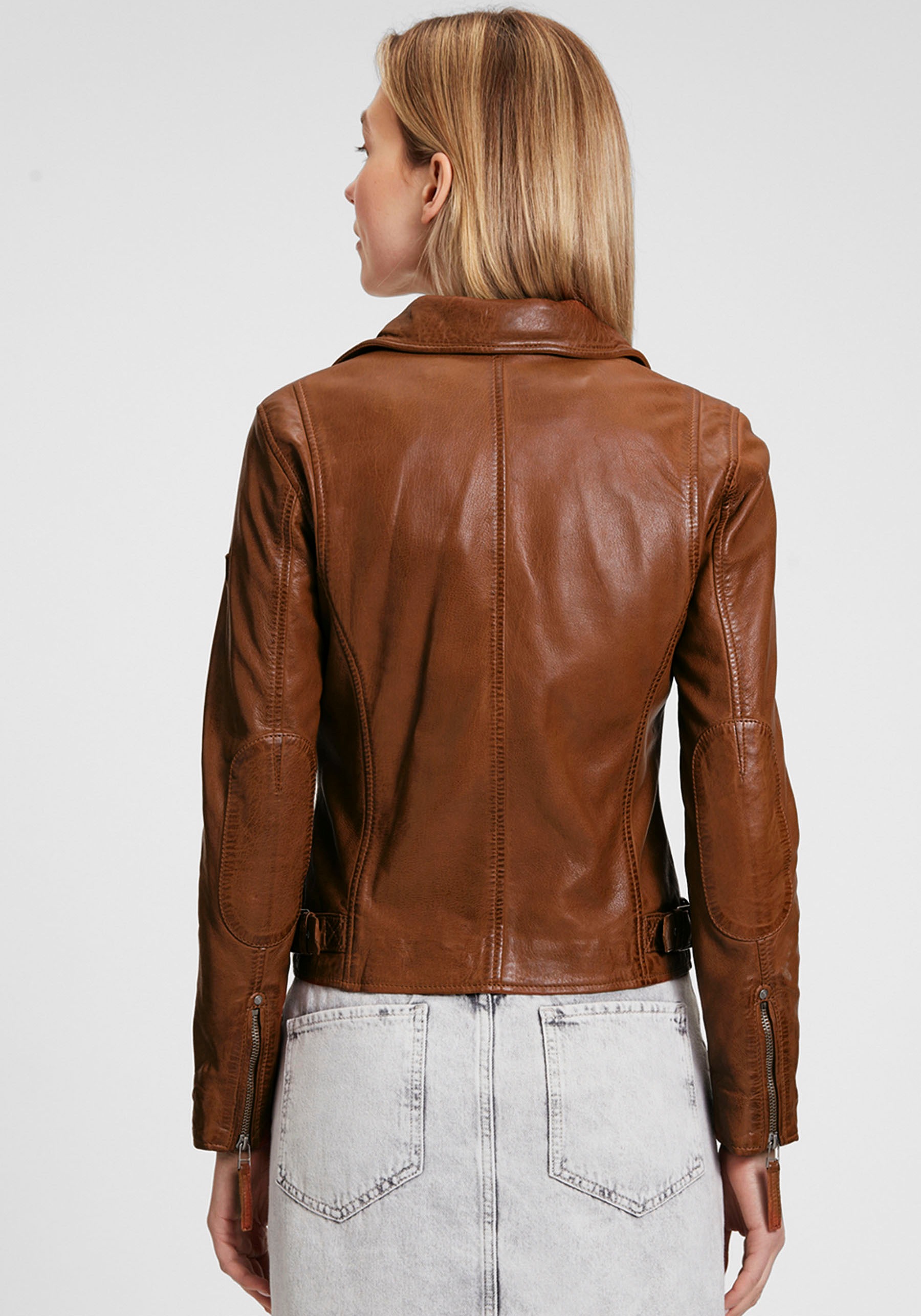 Mauritius Lederjacke »MWPaige« im Biker-Style asymetrischem Reissverschluss, Reverskragen