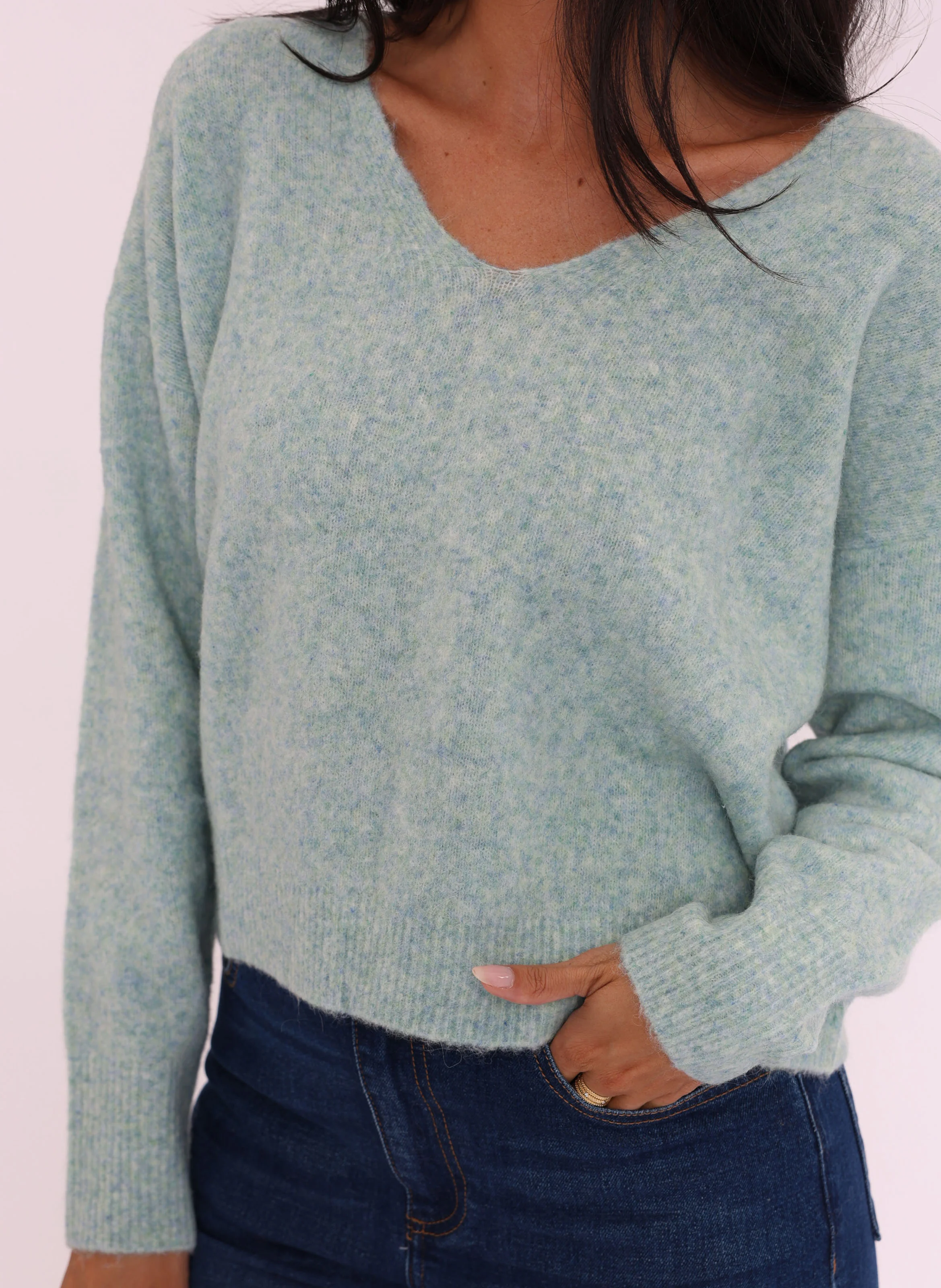 LIZA - Pull ample en laine mélangée | Vert