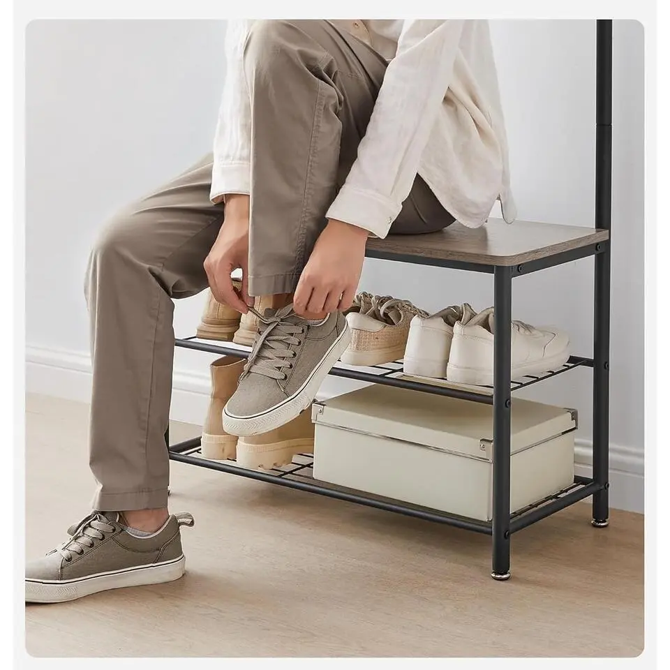 Parya Home 3-in-1 Kapstok met Schoenenrek – Entreekast met bankje