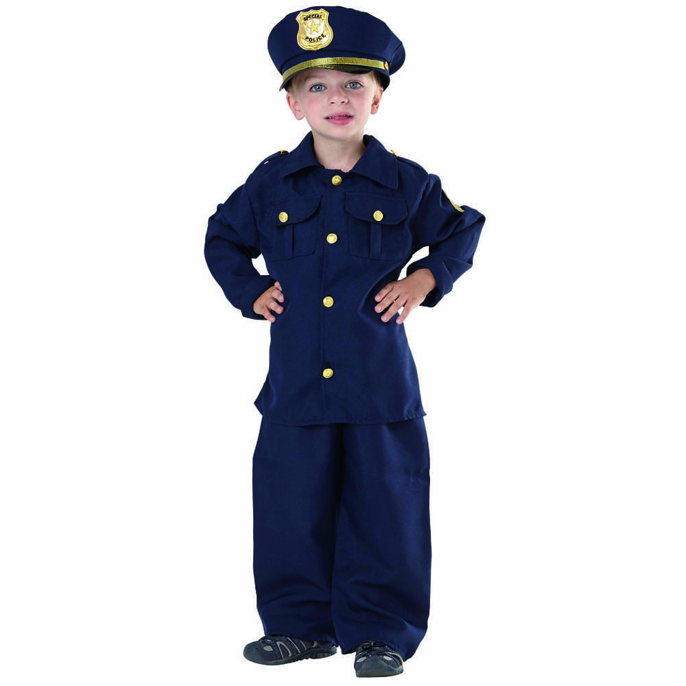 Déguisement policier New York bleu marine et or 4/6 ans