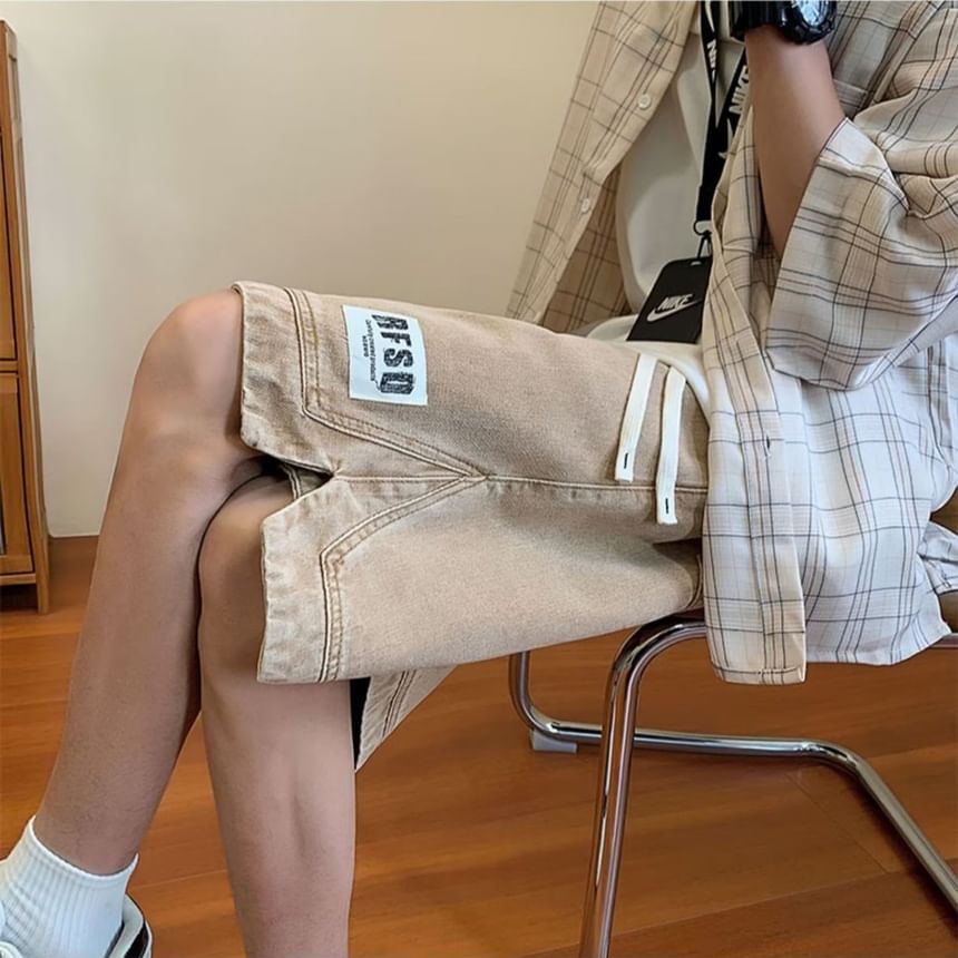 DuckleBeam - Denim shorts met trekkoord en letters