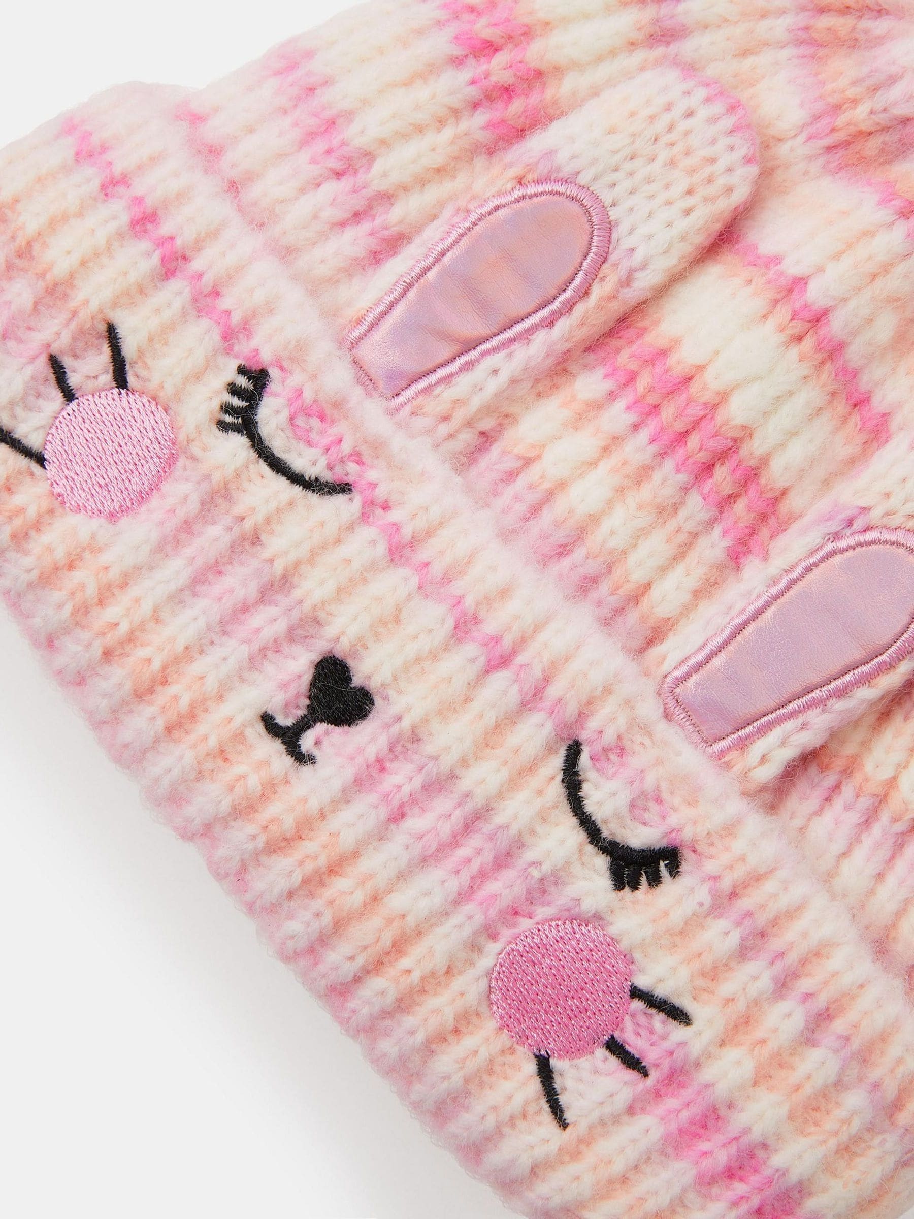 Angels By Accessorize Girls Bunny Stripe Bobble Hat