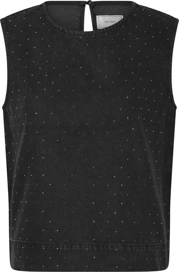 Neo Noir Rissa Bedazzled Denim Top Black