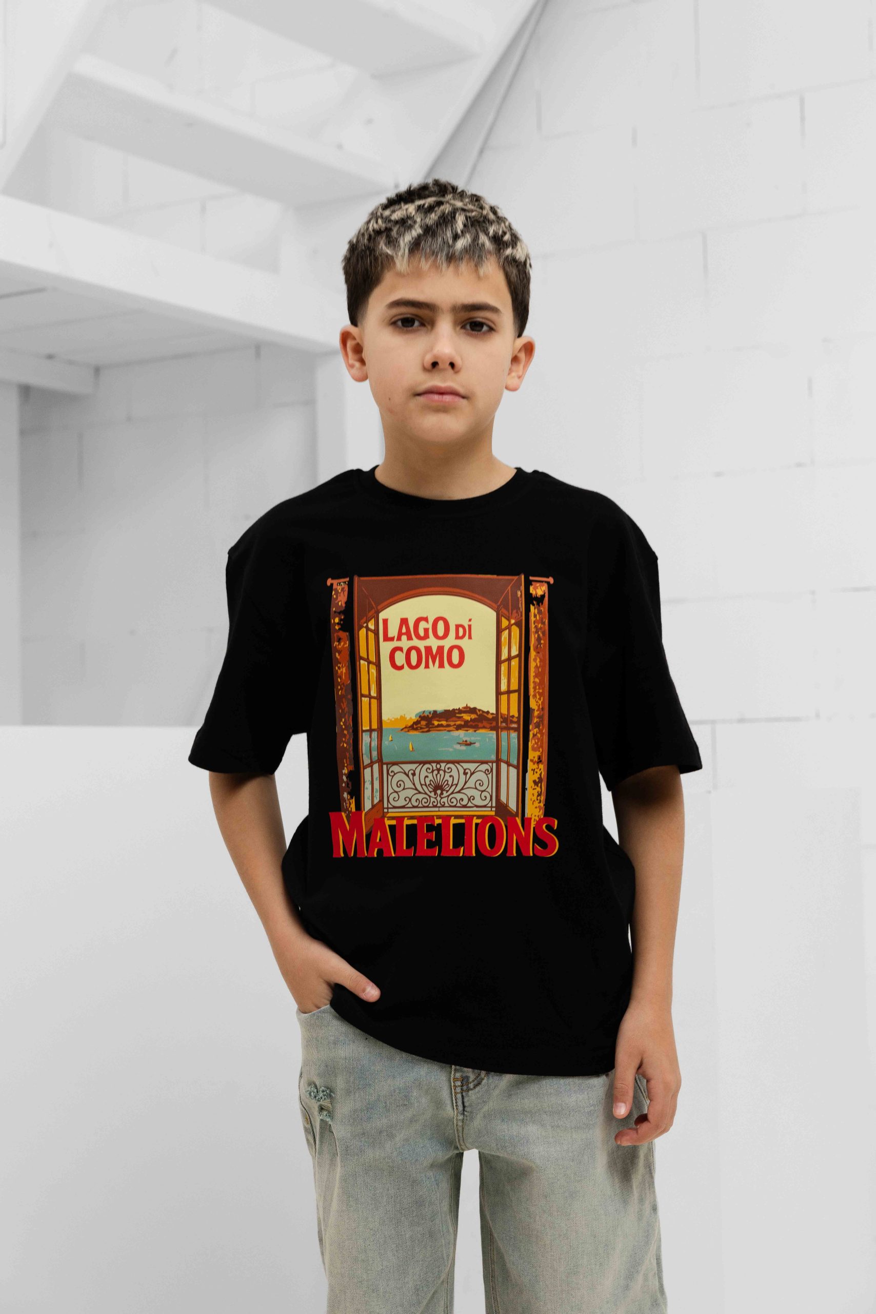 Malelions Lago Di Como T-Shirt Kids Zwart